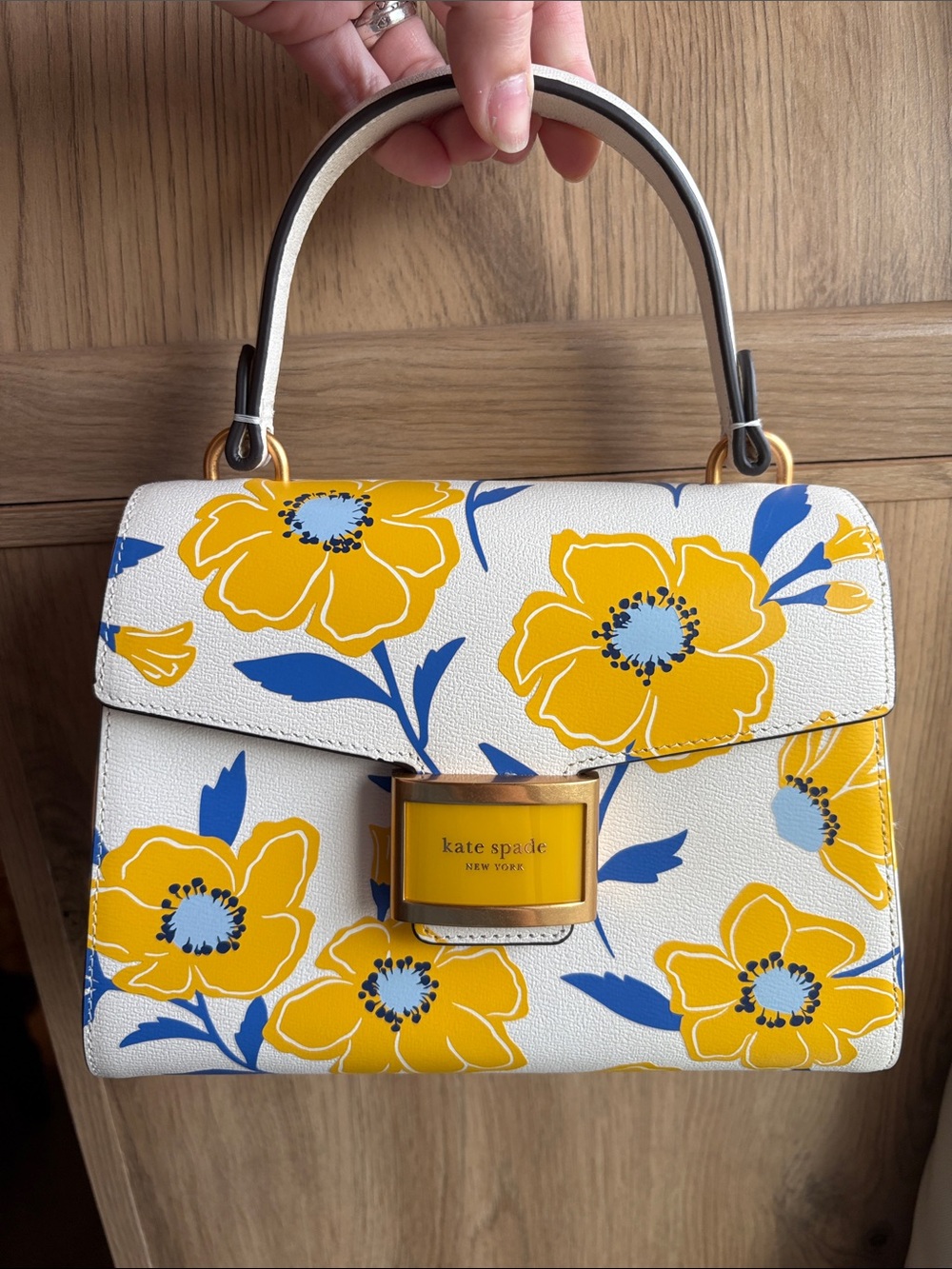kate spade KATY SUNSHINE FLORAL TEXTURED LEATHER SMALL TOP-HANDLE BAG - Picture 7 of 7